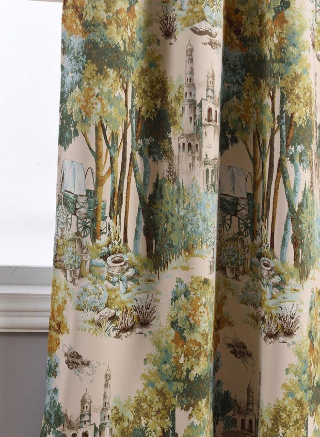 Kotile Forest Artistic Oil Painting Print Rustic Vintage Decor Collection Blocking Draperies 2 Panels 84 Inch Length, Grommet Thermal Insulated Room Darkening Curtains for Living Room - Image 5